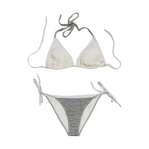 Robe Di Kappa Black White Stripes Swimwear String Bikini Set XL
